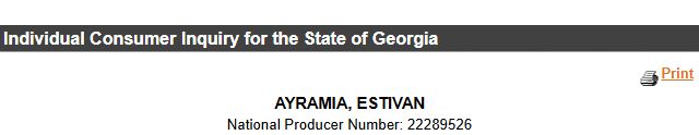 Georgia producer identity for Estivan Ayramia, license 3919425